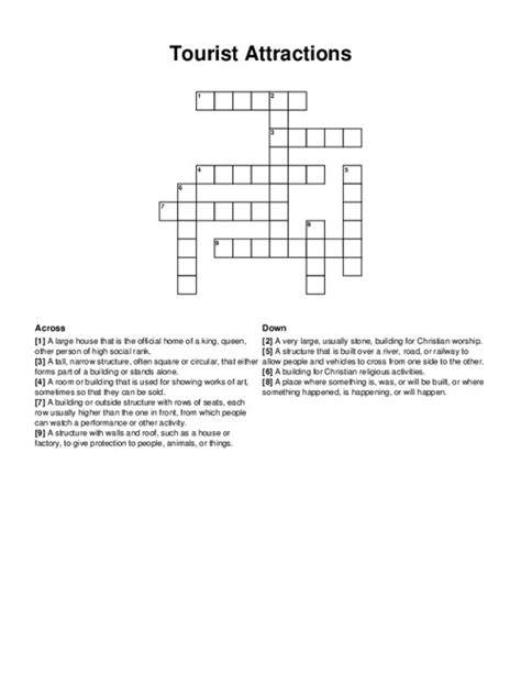 Answers for Popular tourist spot crossword clue, 5 letters. . Tourist spots maybe crossword